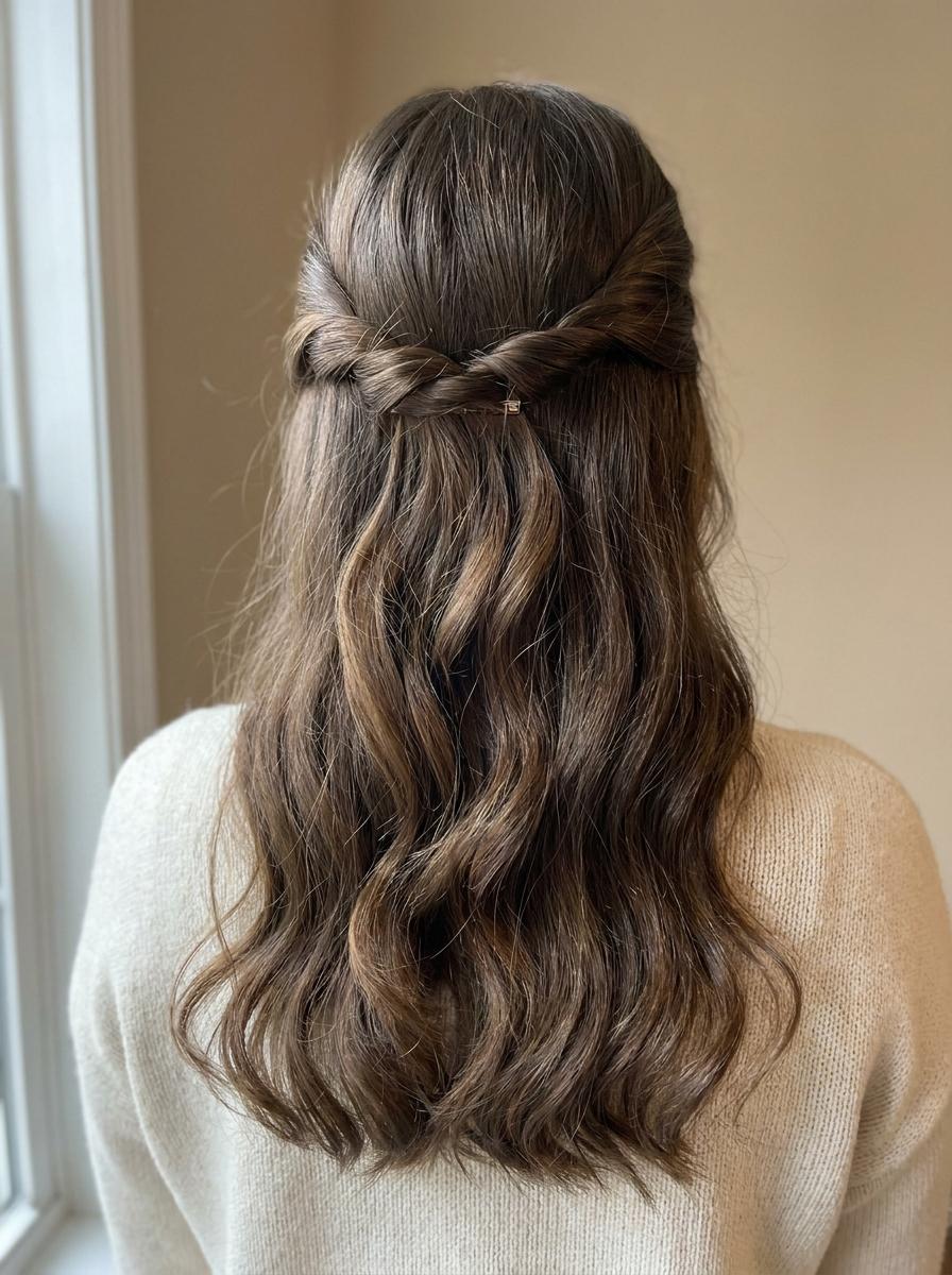 Schneller gedrehter Half-up Look - einfache Frisur für lange Haare